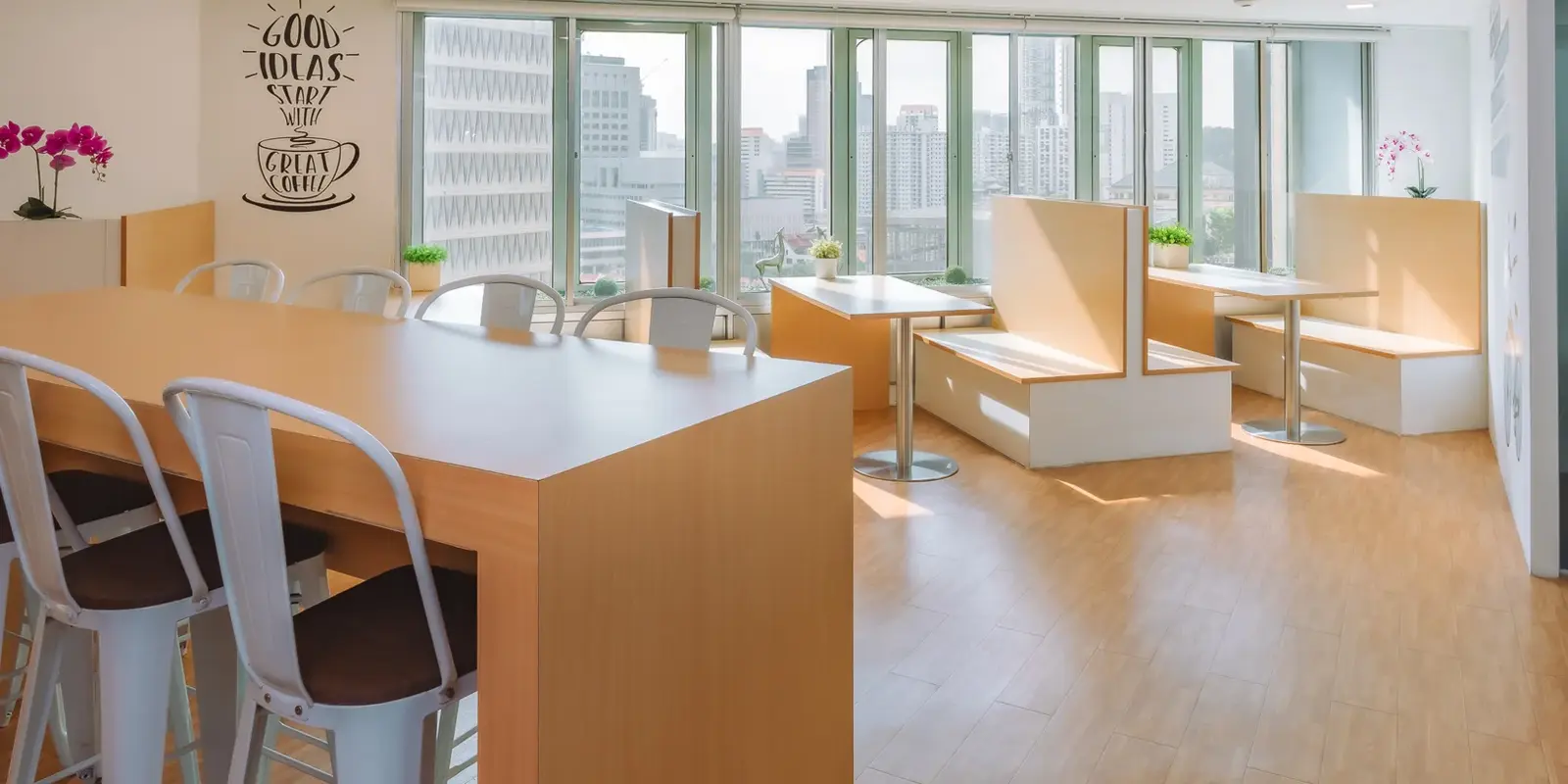 Bright and modern office breakout area