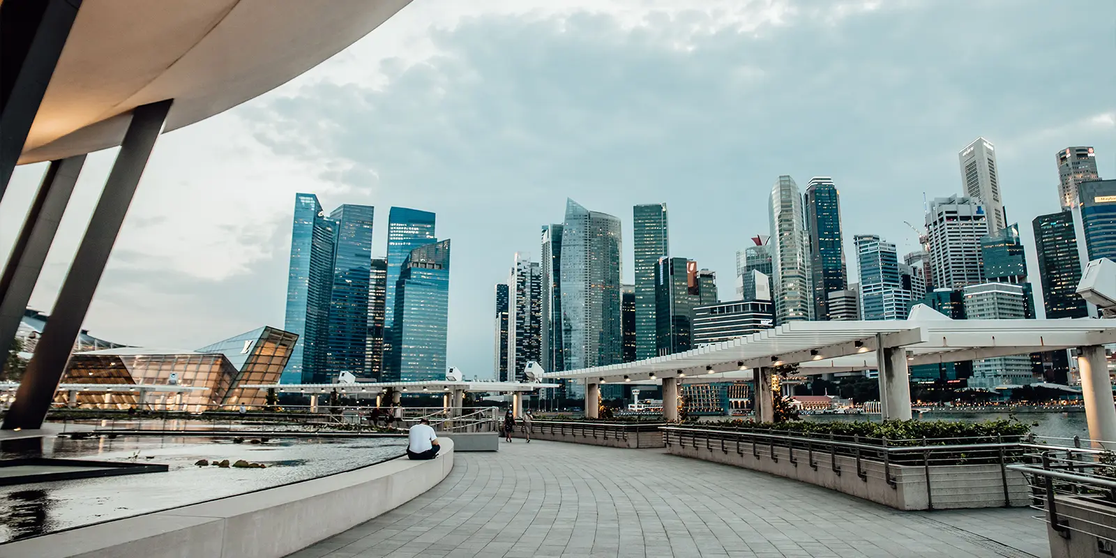 Waterfront skyline of Marina Bay Singapore